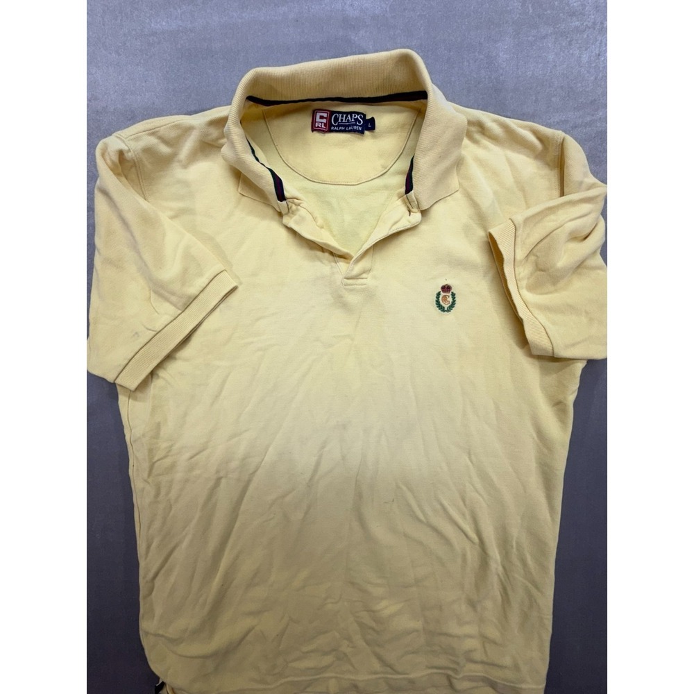 Chaps Ralph Lauren Yellow Polo Shirt Logo Size Large - Picture 2 of 14